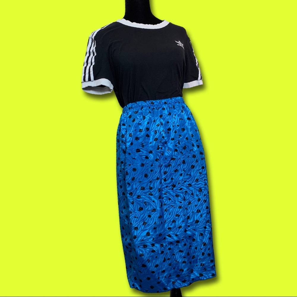 Blue 80s Rocker Midi Pencil Skirt Size 8